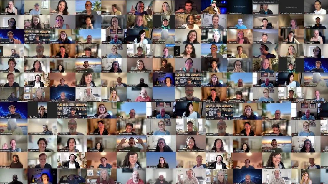 Hundreds of AI Build Lab community members on a live call